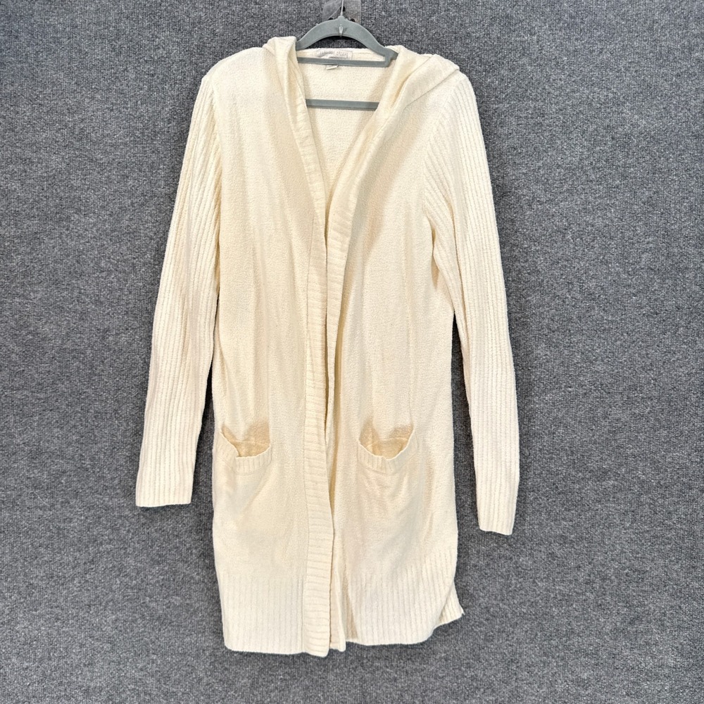 Barefoot Dreams Cardigan Women Medium Cream Hooded CozyChic Lite Long Sweater
